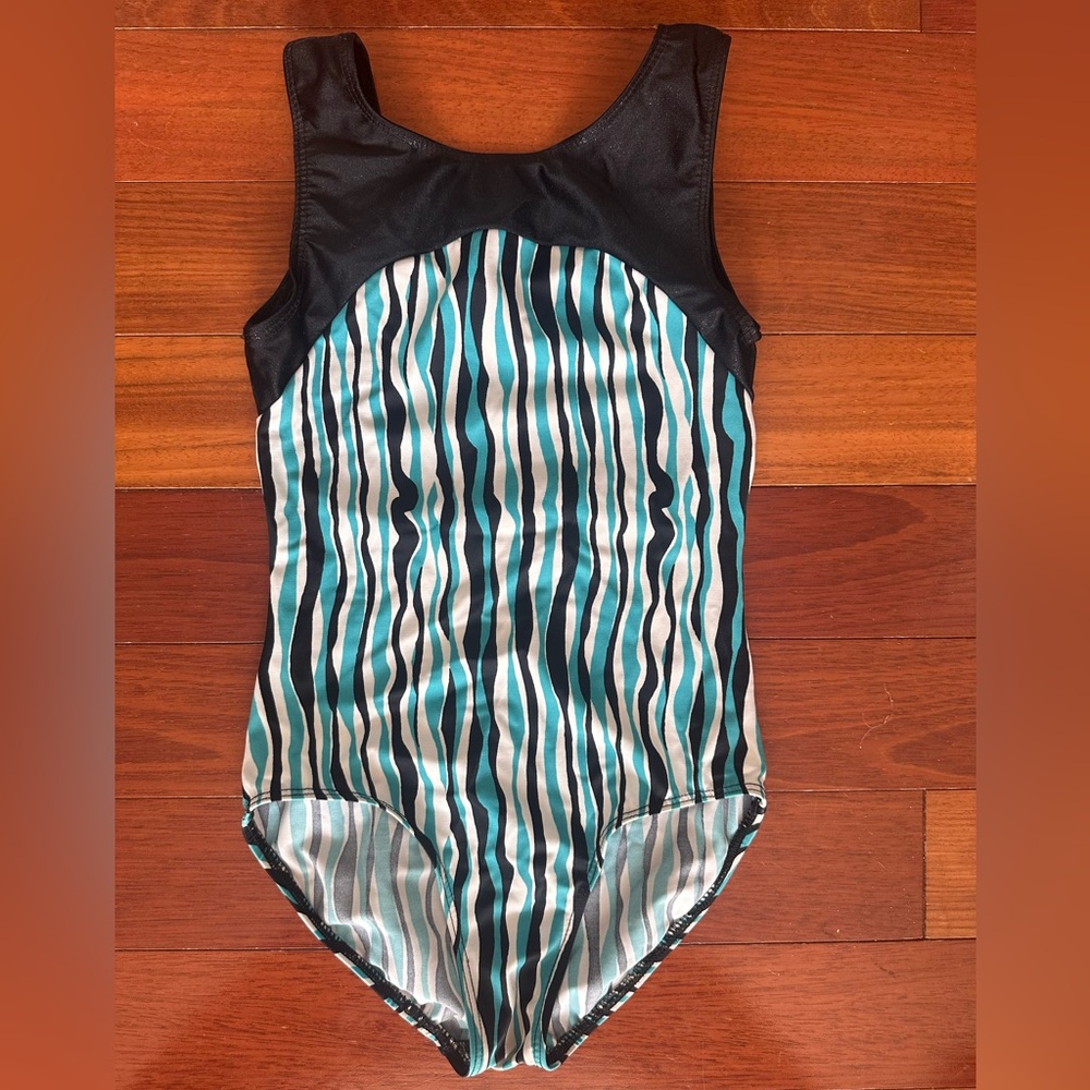 Stylish Black and Teal Leotard-AXS